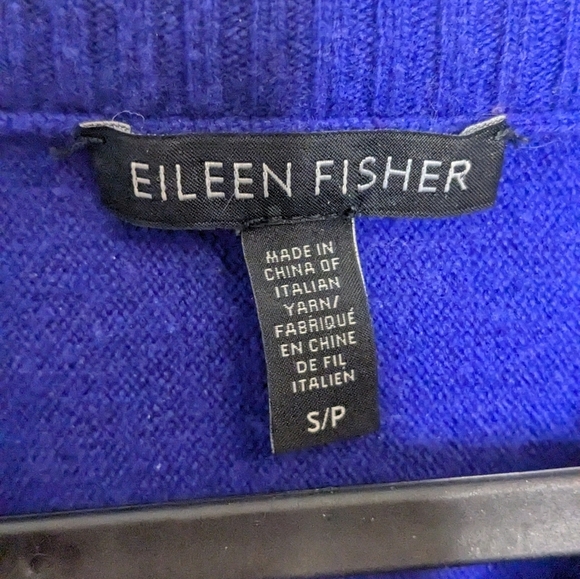 Eileen Fisher Wool Cowlneck Sweater Lightweight- Cobalt Blue, size SM - Picture 3 of 5